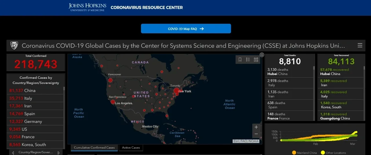 This is a Link to the John Hopkins Outbreak Map